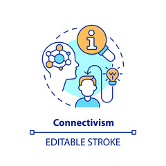 2D editable multicolor connectivism icon, simple isolated vector, learning theories thin line illustration.