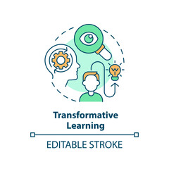 2D editable multicolor transformative learning icon, simple isolated vector, learning theories thin line illustration.