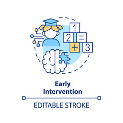 2D editable multicolor early intervention icon, simple isolated vector, learning theories thin line illustration.
