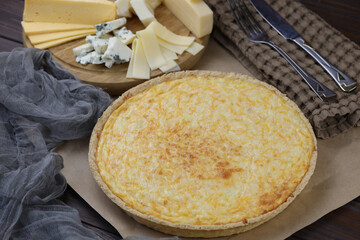 Delicious Quiche pie with four cheese filling