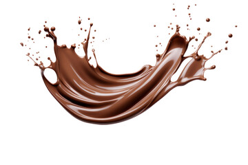 Chocolate splash isolated on transparent background.