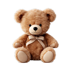 Cute Teddy Bear Isolated on Transparent or White Background, PNG