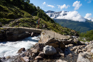 Water flowing down the mountain into the Fjord in Norway
