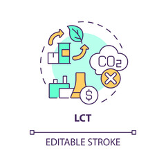 2D editable multicolor LCT icon, simple isolated vector, climate metrics thin line illustration.