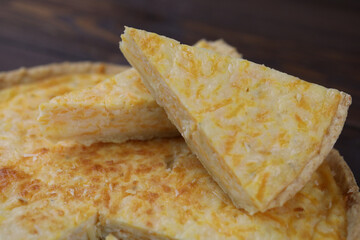 Delicious Quiche pie with four cheese filling