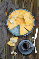 Delicious Quiche pie with four cheese filling
