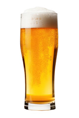Glass of fresh and cold beer isolated on transparent background.