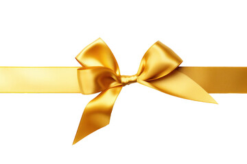 Gold ribbon and bow isolated on transparent background.