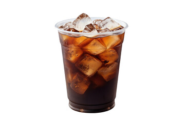Iced black coffee cup isolated on transparent background.