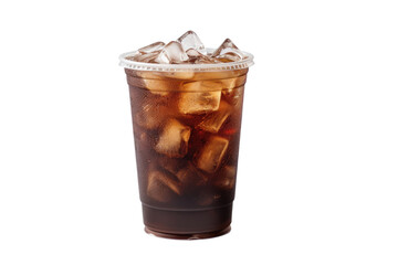 Iced black coffee cup isolated on transparent background.