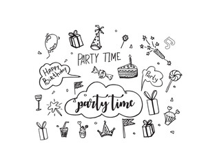 	
Handmade drawing happy birthday elements	
