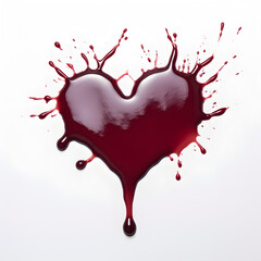 Heart shaped blood splatter. Generative ai. 