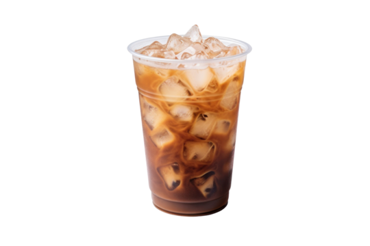 Iced coffee cup isolated on transparent background.