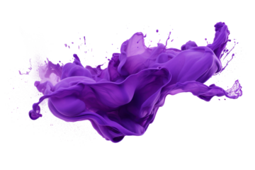 purple color paint splash isolated on transparent background.