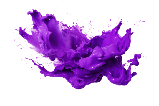 purple color paint splash isolated on transparent background.