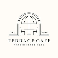 restaurant cafe line art logo vector minimalist illustration design, food and beverage service symbol design