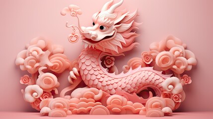 The 3D majestic Chinese dragon totem, Chinese zodiac signs - obrazy, fototapety, plakaty