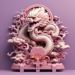 Fototapeta na wymiar The 3D majestic Chinese dragon totem, Chinese zodiac signs
