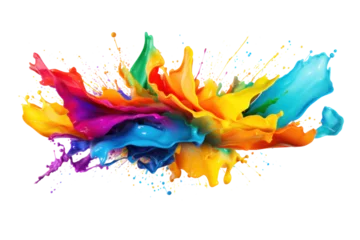 rainbow colors paint splash isolated on transparent background. © tong2530