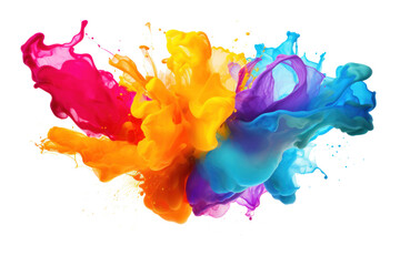 rainbow colors paint splash isolated on transparent background. - obrazy, fototapety, plakaty