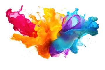 Poster Im Rahmen rainbow colors paint splash isolated on transparent background. © tong2530