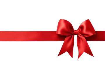 Red ribbon and bow with gold isolated on transparent background.