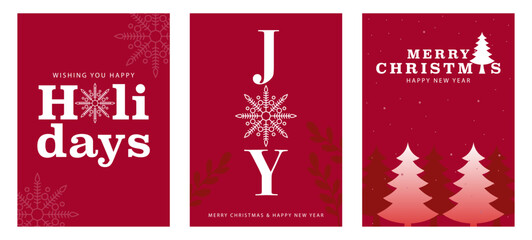 Holiday greetings with these set of minimalist design greeting cards for Christmas and New Year. Each card features a tasteful and modern aesthetic, combining simplicity with elegance