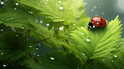Beautiful Natural Background with Ladybugs