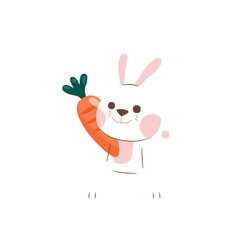 cute vector rabbit with carrot adorable