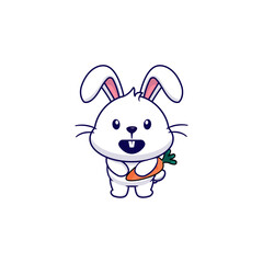 cute vector rabbit with carrot doodle