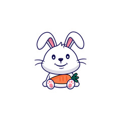 Obraz na płótnie Canvas cute vector rabbit with carrot cartoon