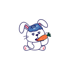 cute vector rabbit with carrot spring