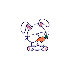 cute vector rabbit with carrot happy