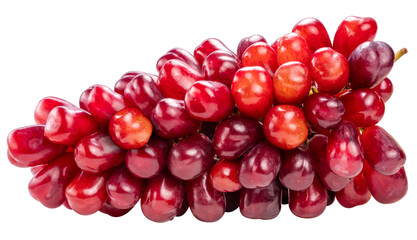 Red Grape on white background, Red grape or Red shine muscat grape with leaf isolste on white PNG...