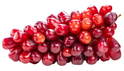 Red Grape on white background, Red grape or Red shine muscat grape with leaf isolste on white PNG File.