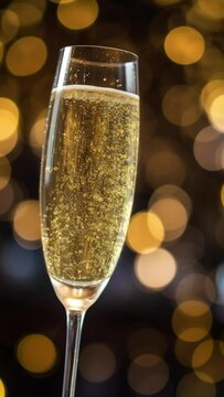 Coupe de champagne et bulles pétillantes