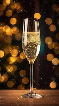 Coupe de champagne et bulles pétillantes