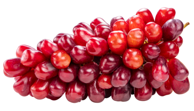 Red Grape on white background, Red grape or Red shine muscat grape with leaf isolste on white PNG File.