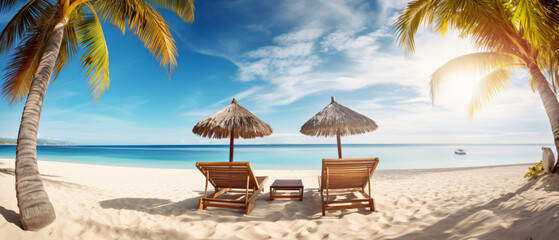 Beautiful tropical beach with white sand - obrazy, fototapety, plakaty