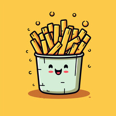 Chips hand-drawn illustration. French fries. Vector doodle style cartoon illustration