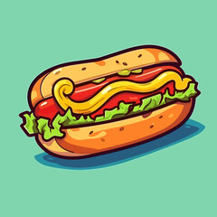 Hotdog hand-drawn illustration.. Hot dog. Vector doodle style cartoon illustration