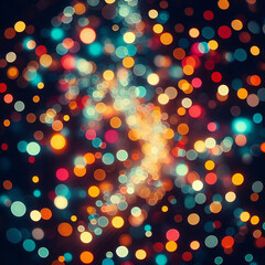 黒背景にカラフルな玉ボケの抽象的な背景