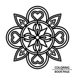 Simple Mandala for Paper Cutting and Coloring Book Page.