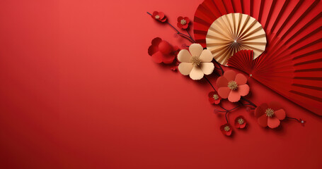 Chinese new year ornament wallpaper with flower and traditional pattern