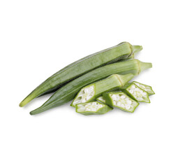 Fresh okra isolated on transparent background (.PNG)