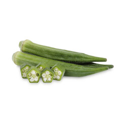 Fresh okra isolated on transparent background (.PNG)