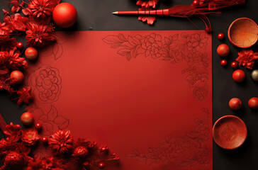 Chinese new year red ornament wallpaper