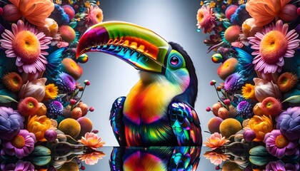 A vibrant color toucan bird