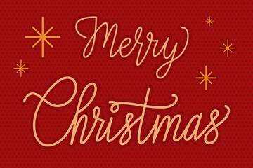 Handwritten lettering "Merry Christmas" on a red background