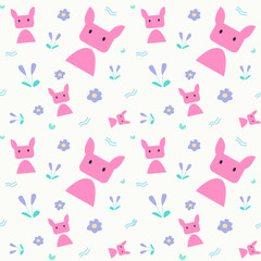 Nursery seamless patterns with cute characters.Designs for newborn apparel, textiles and wallpaper Vector illustration